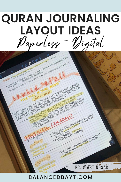 quran journaling layout paperless digital